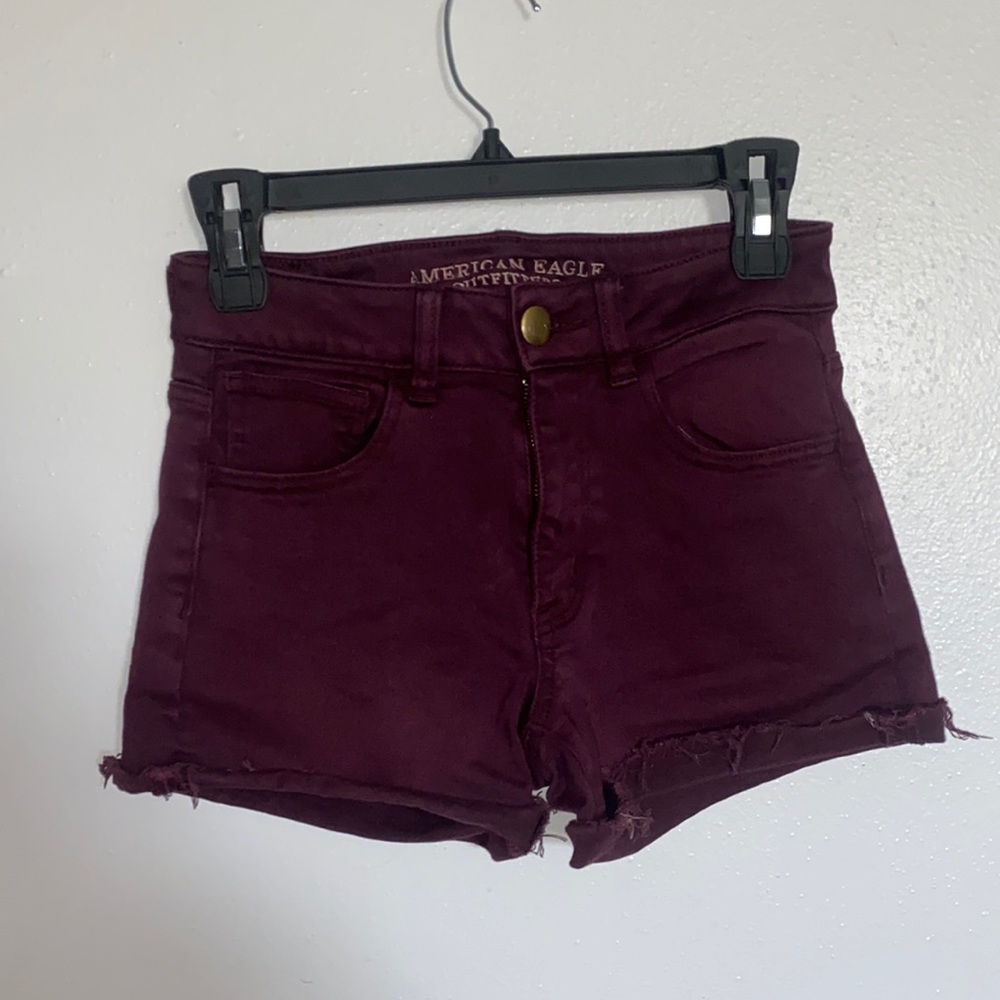 American Eagle red Jean shorts